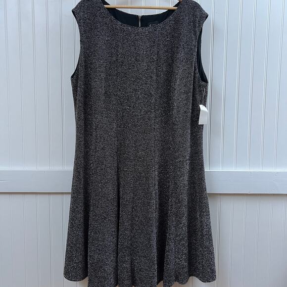 Simply Emma NWT Glitter Knit A-Line Dress Black Silver Women's 20W Formal Dance - Picture 2 of 8